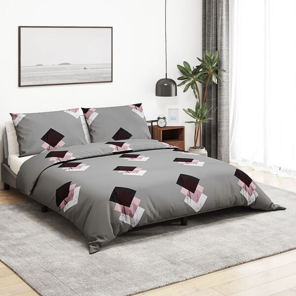 vidaXL Ensemble de housse de couette Gris 140x200 cm Coton