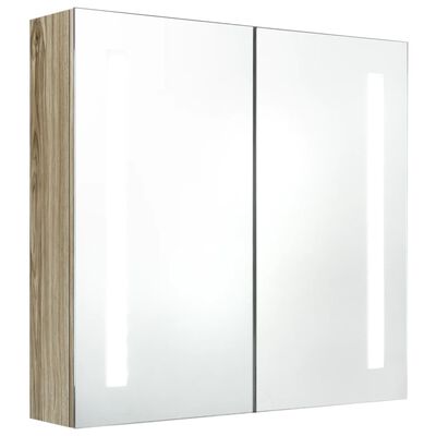 vidaXL Armoire de salle de bain à miroir LED Chêne 62x14x60 cm