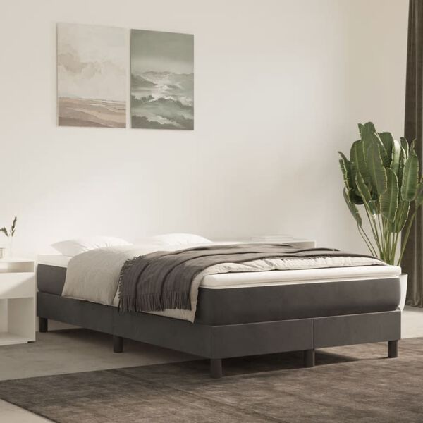 vidaXL Sommier &agrave; lattes de lit et matelas gris fonc&eacute; 120x190cm velours