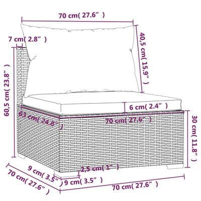 vidaXL Salon de jardin 8 pcs avec coussins résine tressée marron