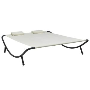 vidaXL Chaise longue d'ext&eacute;rieur Tissu Cr&egrave;me