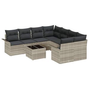 vidaXL Ensemble de canap&eacute; de jardin 9 pc Gris clair polyrotin