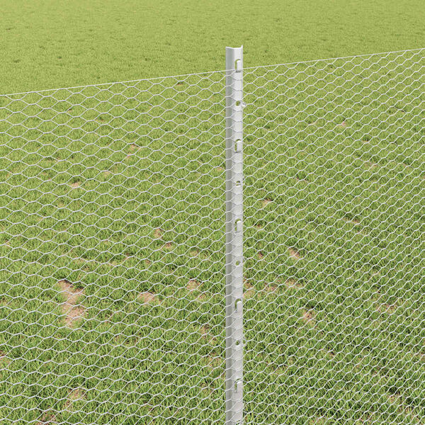 vidaXL Cl&ocirc;ture avec poteau Argent&eacute; 1 x 25 m Acier