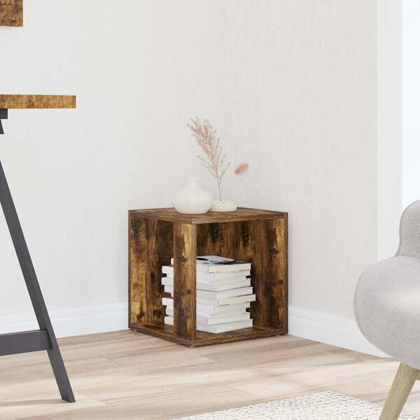 vidaXL Table d'appoint Ch&ecirc;ne fum&eacute; 33x33x34,5 cm Bois d'ing&eacute;nierie