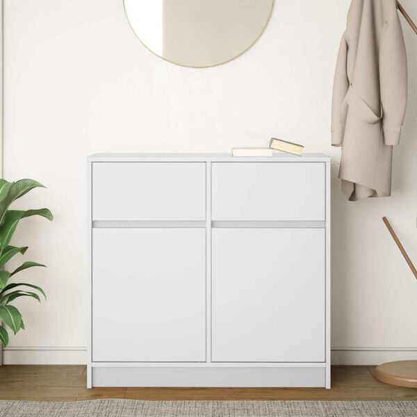 vidaXL Buffet avec tiroir blanc 80x34x76 cm bois d'ing&eacute;nierie