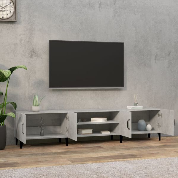 vidaXL Meuble TV gris béton 180x31,5x40 cm bois d'ingénierie