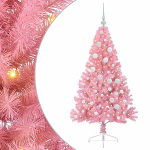 vidaXL Sapin de No&euml;l artificiel pr&eacute;-&eacute;clair&eacute; Rose 120 cm PVC