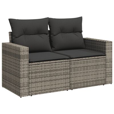 vidaXL Salon de jardin 5 pcs avec coussins gris résine tressée