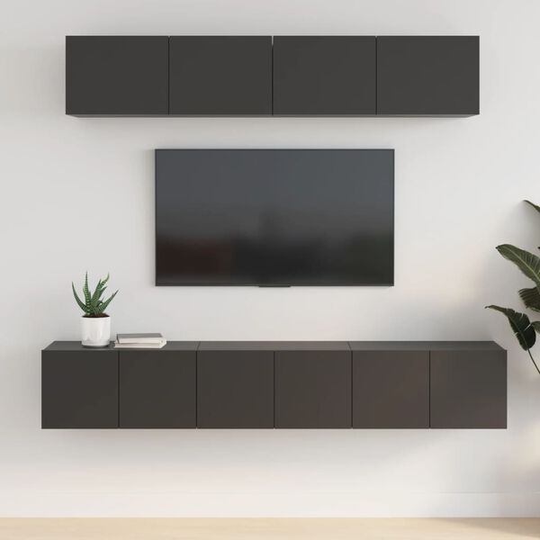vidaXL Ensemble de meubles TV 5 pcs Noir Bois d'ing&eacute;nierie