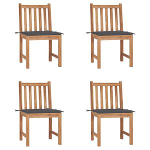 vidaXL Chaises de jardin lot de 4 avec coussins Bois de teck massif