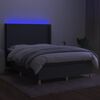 vidaXL Sommier &agrave; lattes de lit matelas LED Gris fonc&eacute; 140x190 cm Tissu