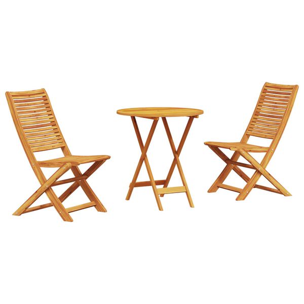 vidaXL Ensemble bistro pliant 3 pcs Marron Bois d'acacia massif