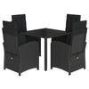 vidaXL Ensemble &agrave; manger de jardin coussins 5pcs Noir R&eacute;sine tress&eacute;e