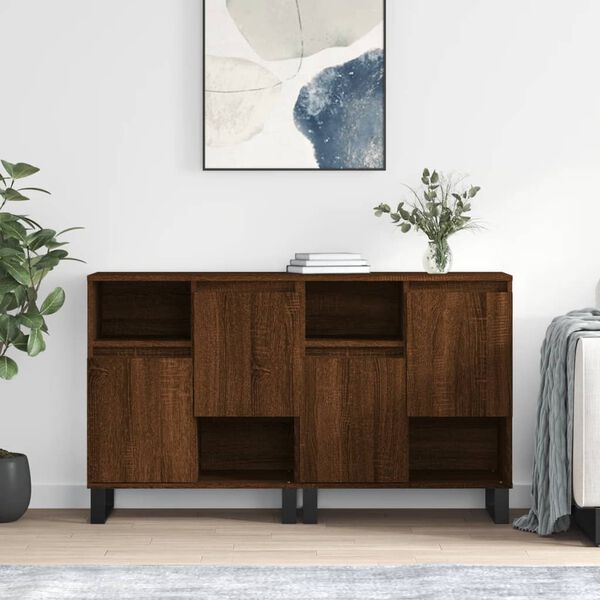 vidaXL Buffets 2 pcs ch&ecirc;ne marron bois d'ing&eacute;nierie