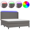 vidaXL Sommier &agrave; lattes de lit matelas LED Gris 180x200 cm Similicuir