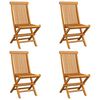 vidaXL Chaises de jardin avec coussins vert vif lot de 4 Bois de teck