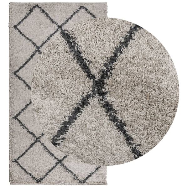 vidaXL Tapis shaggy &agrave; poils longs moderne beige anthracite 80x150 cm