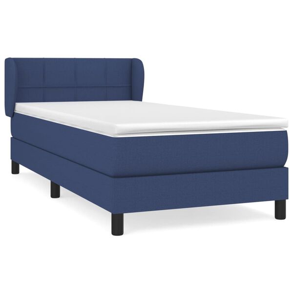 vidaXL Sommier &agrave; lattes de lit avec matelas Bleu 100x200 cm Tissu