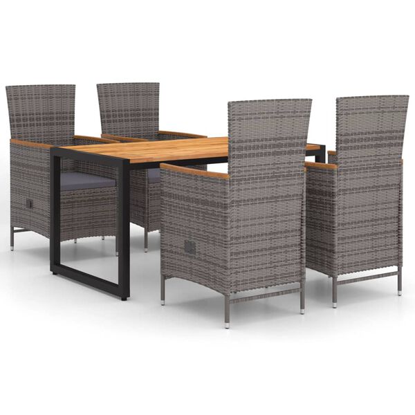 vidaXL Ensemble &agrave; manger de jardin 5 pcs gris
