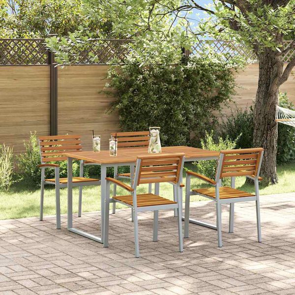 vidaXL Ensemble de salle à manger pour jardin 5 pcs Gris