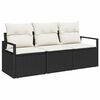 vidaXL Ensemble de Canap&eacute;s 3 pc Noir polyrotin