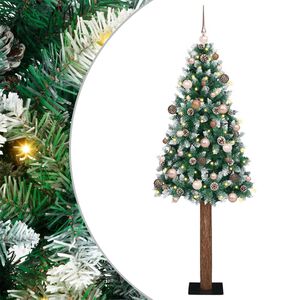vidaXL Sapin de No&euml;l mince Vert 180 cm PVC et bois de pin massif