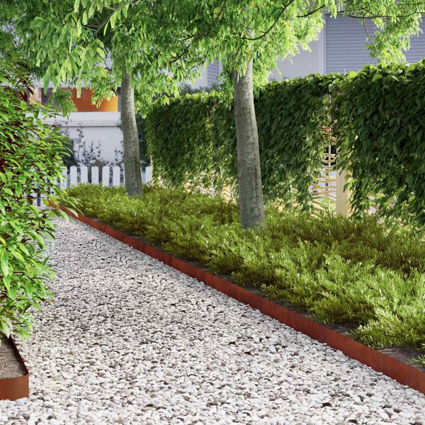 vidaXL Bordure de Pelouse Rouill&eacute; 450 x 0,05 x 15 cm