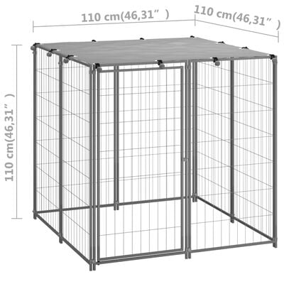 vidaXL Chenil Argenté 110x110x110 cm Acier