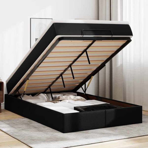 VidaXL Cadre de lit ottoman avec matelas noir 120x200 cm similicuir