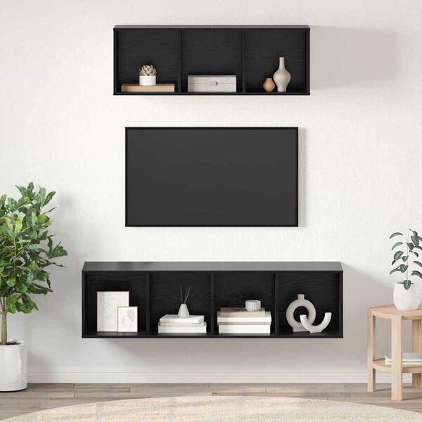 vidaXL Ensemble meuble TV 2 pcs Ch&ecirc;ne noir Bois d'ing&eacute;nierie