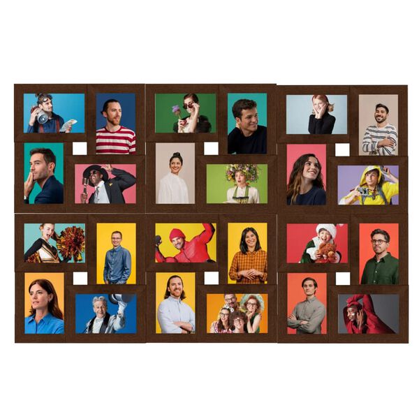 vidaXL Collage de cadres photo de photo 24x(10x15 cm) Marron fonc&eacute; MDF
