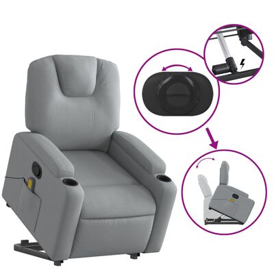 vidaXL Fauteuil de massage inclinable Gris clair Tissu