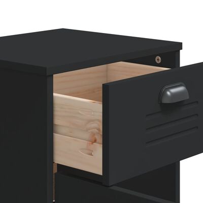 vidaXL Table de chevet VIKEN noir bois d'ingénierie