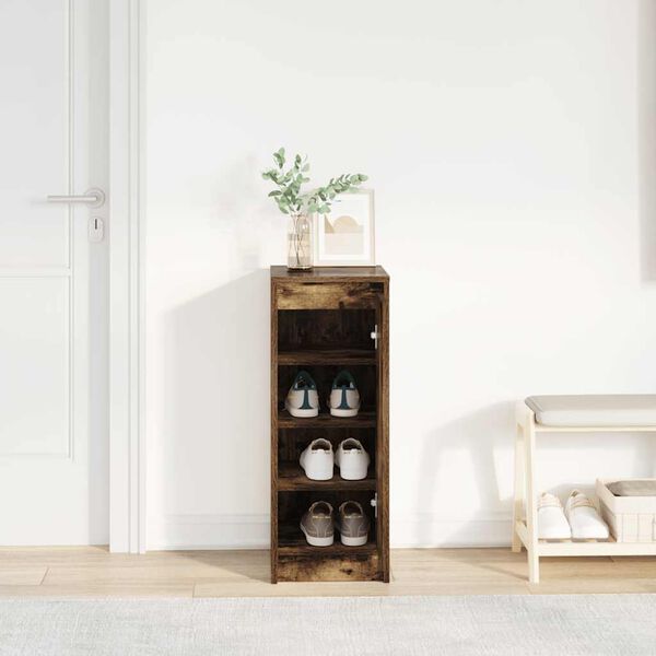 vidaXL Armoire &agrave; chaussures ch&ecirc;ne fum&eacute; 29,5x34x76 cm bois d'ing&eacute;nierie