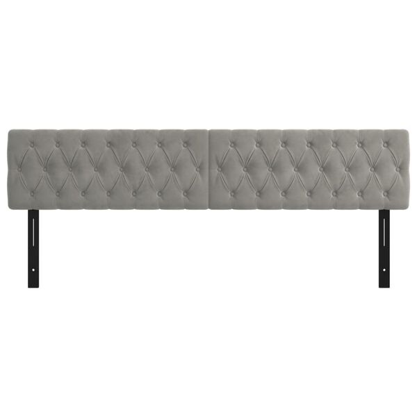 vidaXL T&ecirc;tes de lit 2 pcs gris clair 100x7x78/88 cm velours
