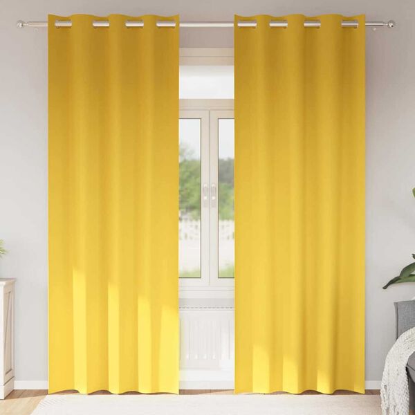 vidaXL Rideaux occultants avec anneaux 2 pcs Jaune moutarde