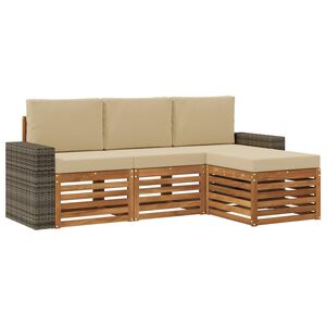 vidaXL Ensemble de canap&eacute;s d'ext&eacute;rieur 4 pc Naturel et Beige