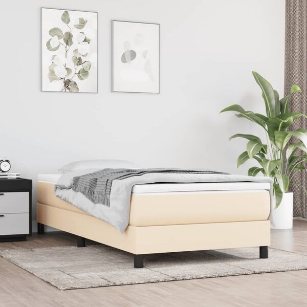 vidaXL Sommier &agrave; lattes de lit avec matelas Cr&egrave;me 80x200 cm Tissu