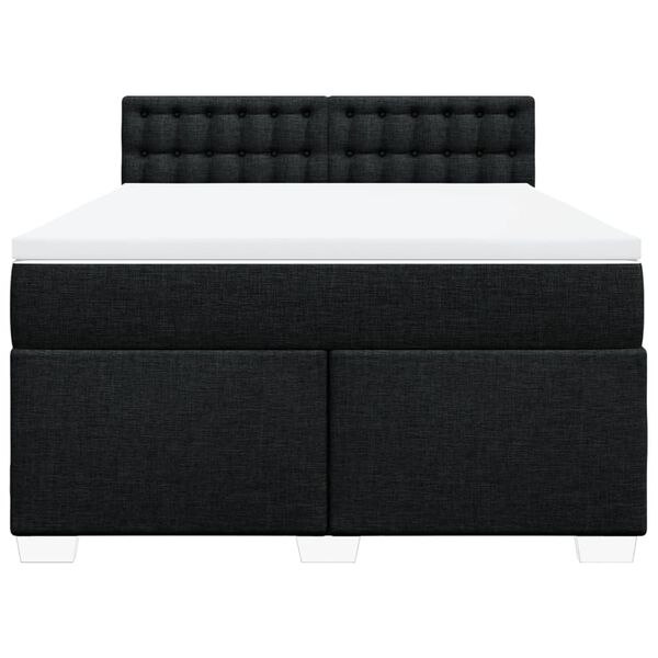 vidaXL Sommier &agrave; lattes de lit avec matelas Noir 160x200 cm Tissu