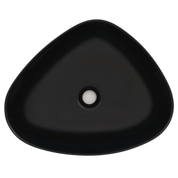 vidaXL Lavabo triangulaire en c&eacute;ramique noir 50,5x41x12 cm