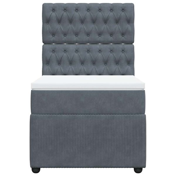 vidaXL Sommier &agrave; lattes de lit et matelas Gris fonc&eacute; 80x200 cm Velours
