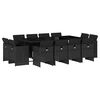 vidaXL Ensemble &agrave; manger de jardin 13 pcs coussins noir r&eacute;sine tress&eacute;e