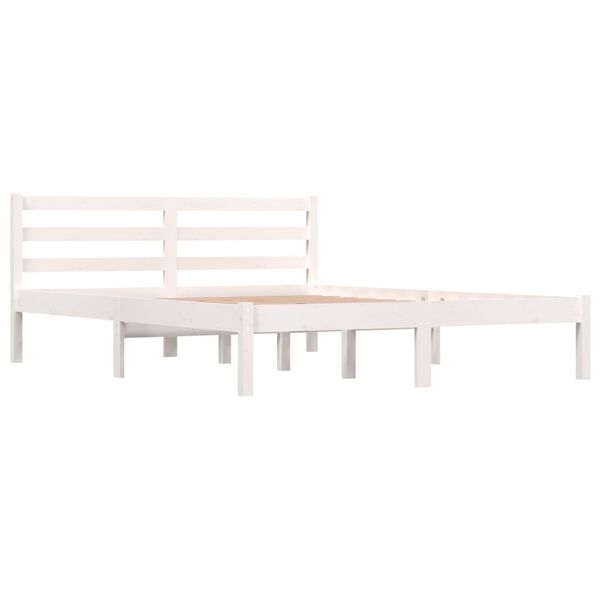 vidaXL Cadre de lit sans matelas bois de pin massif 140x190 cm blanc