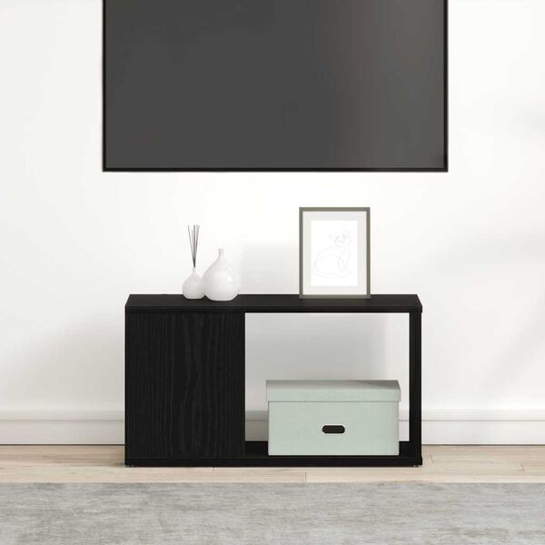 vidaXL Meuble TV ch&ecirc;ne noir 60x24x32 cm bois d'ing&eacute;nierie