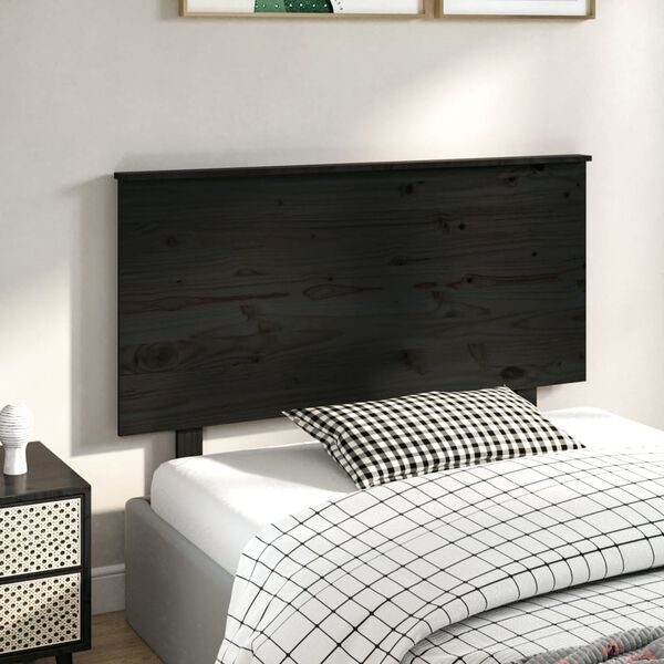 vidaXL Tête de lit Noir 124x6x82,5 cm Bois massif de pin