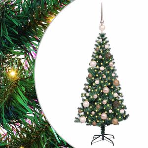 vidaXL Sapin de No&euml;l artificiel pr&eacute;-&eacute;clair&eacute; Vert 120 cm PVC et m&eacute;tal