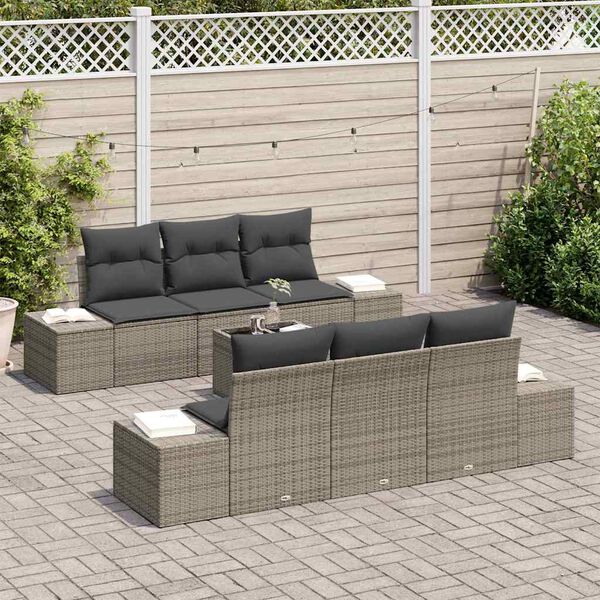 vidaXL Ensemble de canap&eacute; de jardin avec coussin 8 pcs Gris polyrotin