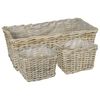 vidaXL Panier de plantation GENDT 3 pi&egrave;ces Gris naturel Rattan Kubu