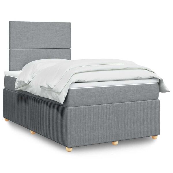 vidaXL Sommier &agrave; lattes de lit avec matelas Gris clair 120x200cm Tissu