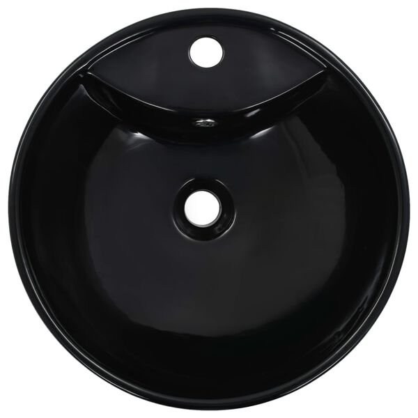 vidaXL Lavabo avec trop-plein 46,5 x 18 cm Céramique Noir